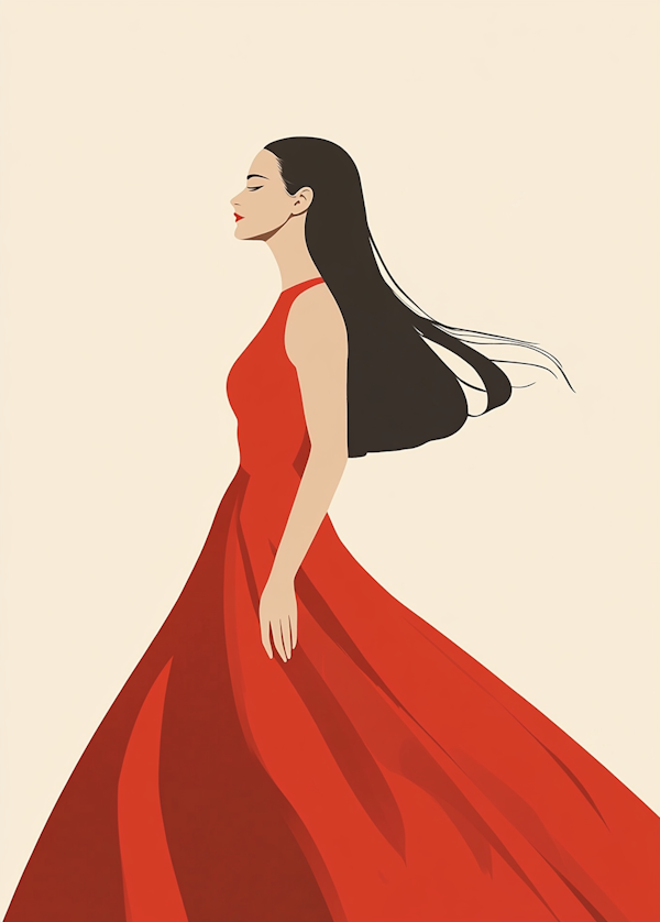 Elegant Female Figure in Red