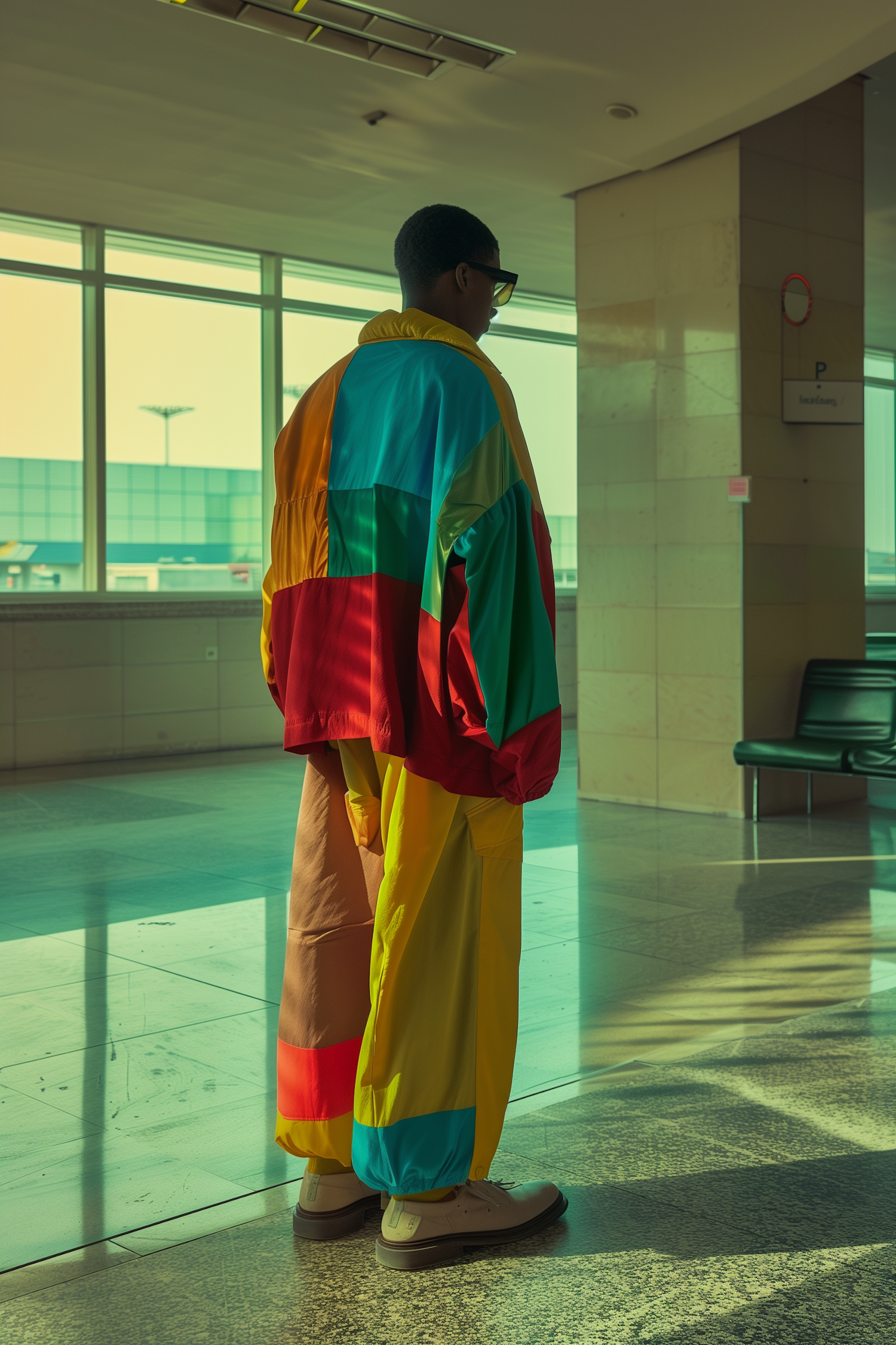 Colorfully Dressed Individual Indoors