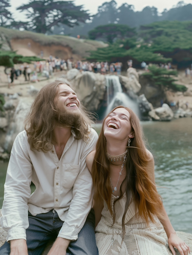 Shared Laughter at a Festive Outdoor Setting