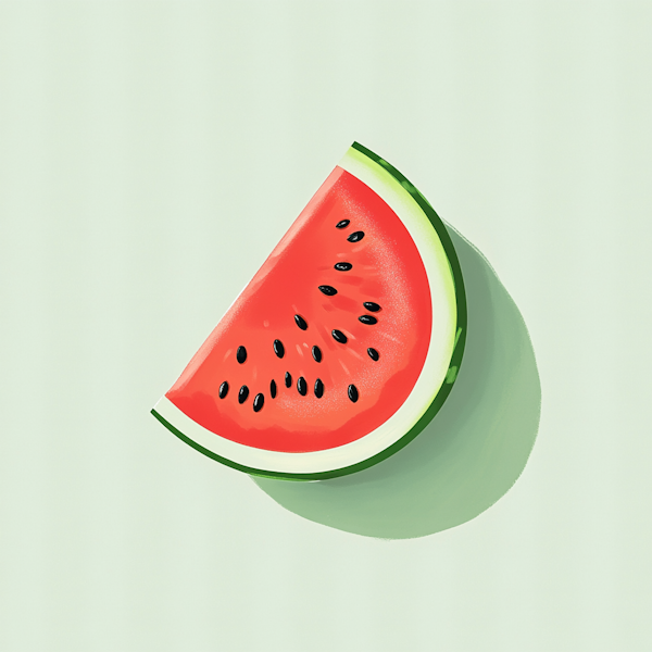 Watermelon Slice on Light Green Background