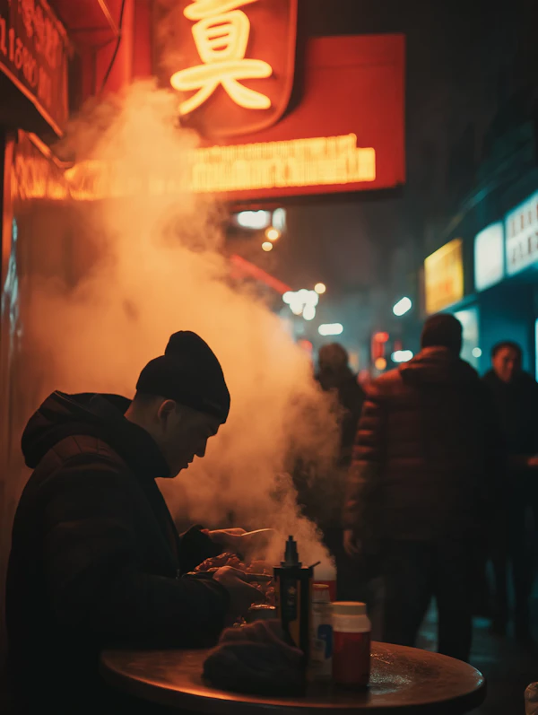 Neon Night Street Scene