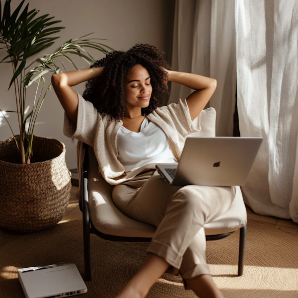 Woman Relaxing with Laptop