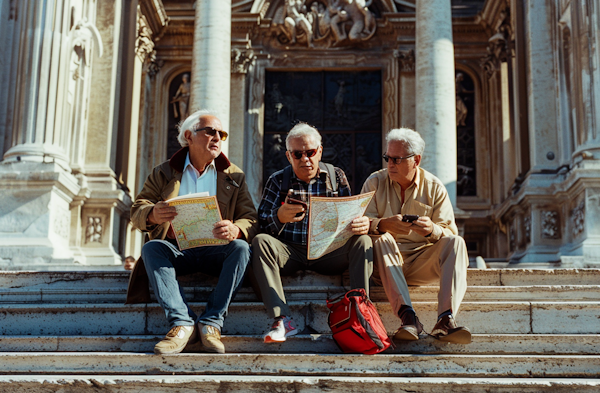 Elderly Tourists Planning Their Route