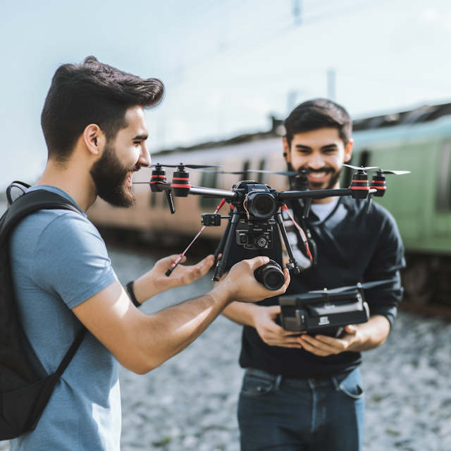 Tech-Savvy Friends Piloting Drone