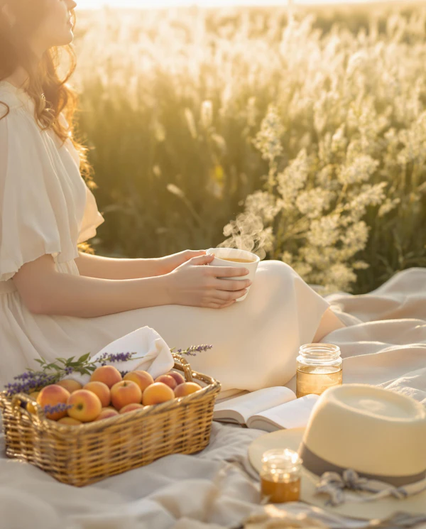 Woman in Sunlit Field