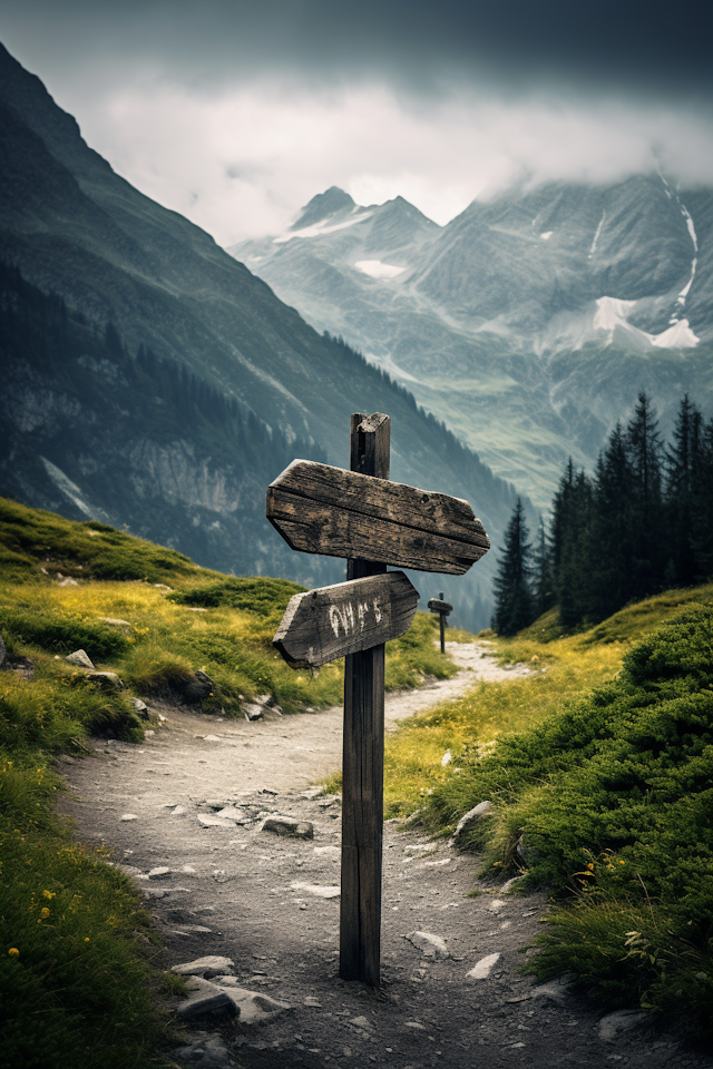 Weathered Trailhead Signpost at Mountain Fork