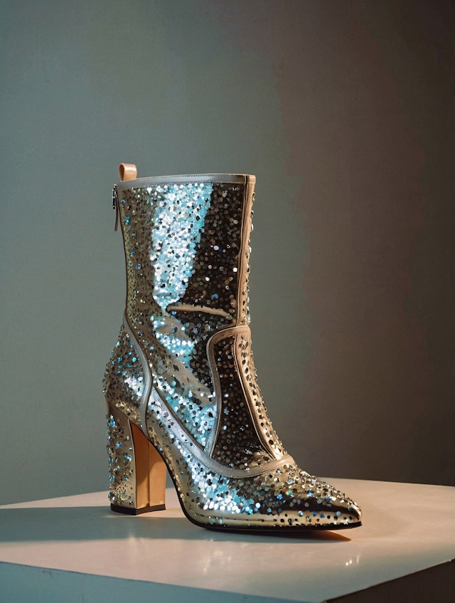 Silver Sequin Boot