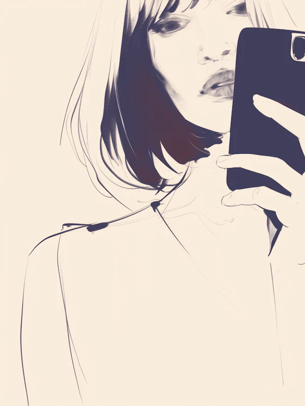 Monochromatic Selfie Illustration