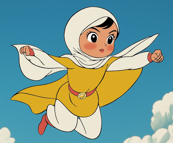 Animated Female Character in Flight