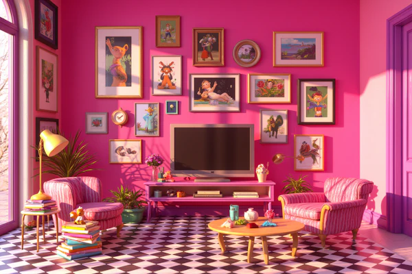 Vibrant Pink Living Room