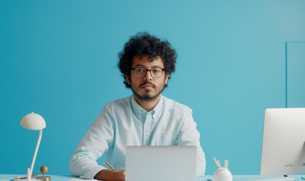 Concentrated Professional at Modern Desk