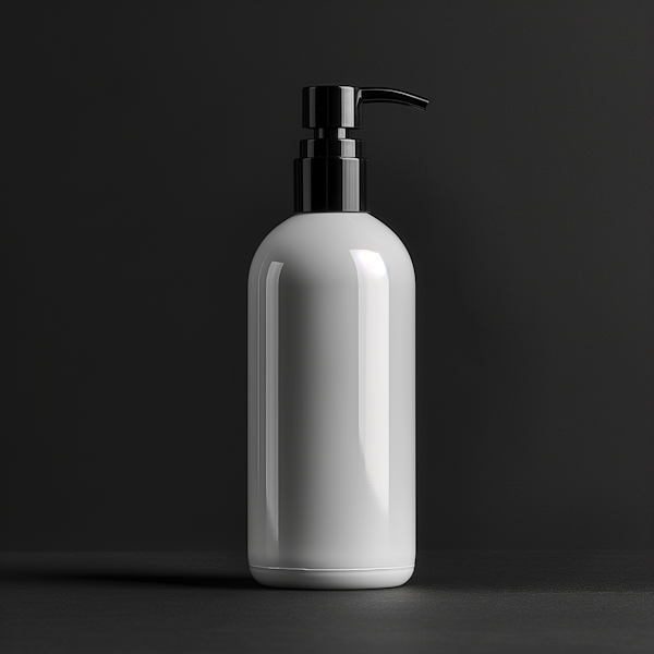 Minimalist White Pump Bottle on Dark Gray Background