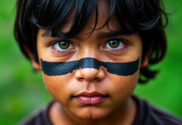 Child with Painted Stripe