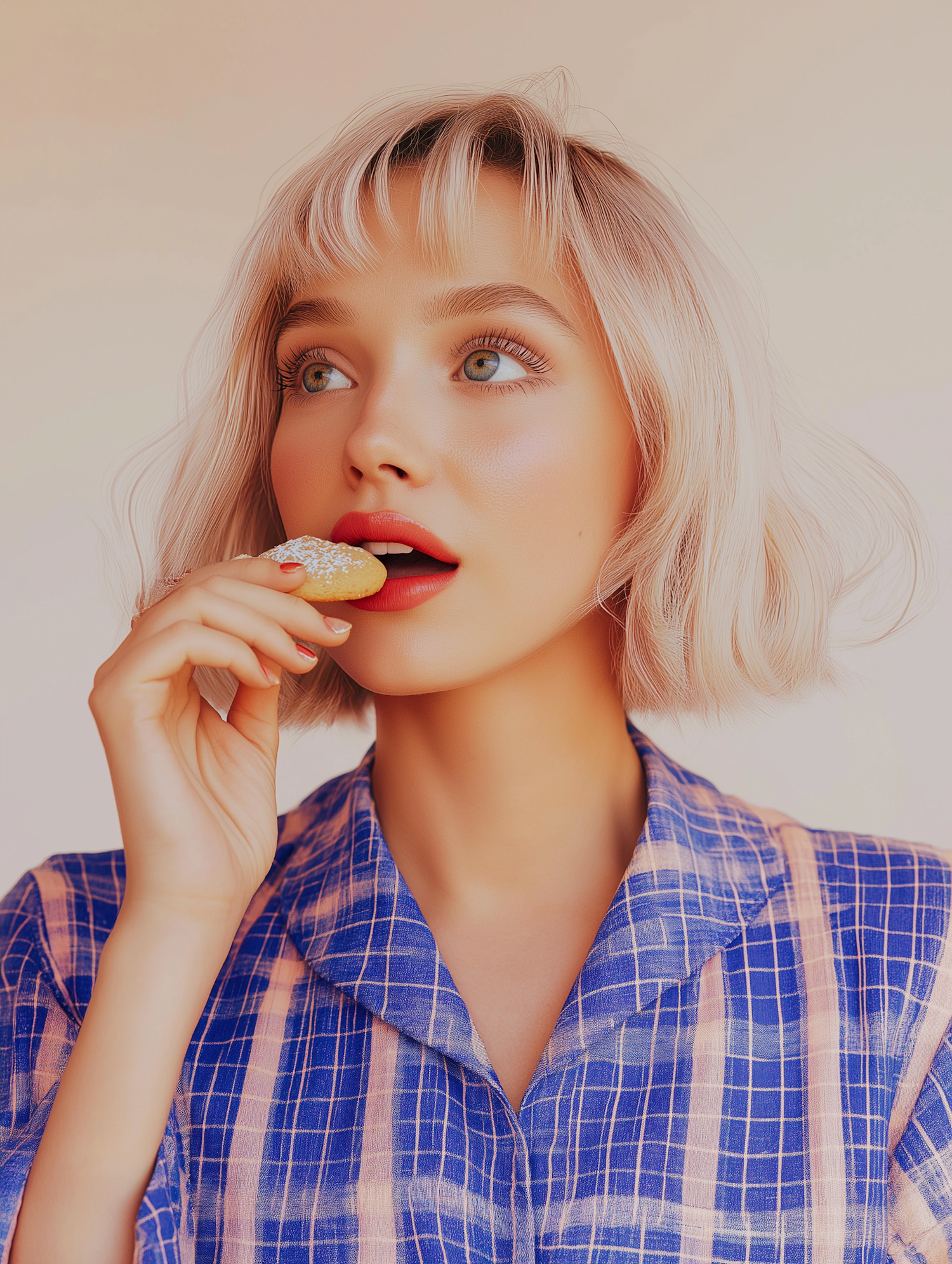 Contemplative Woman with Cookie