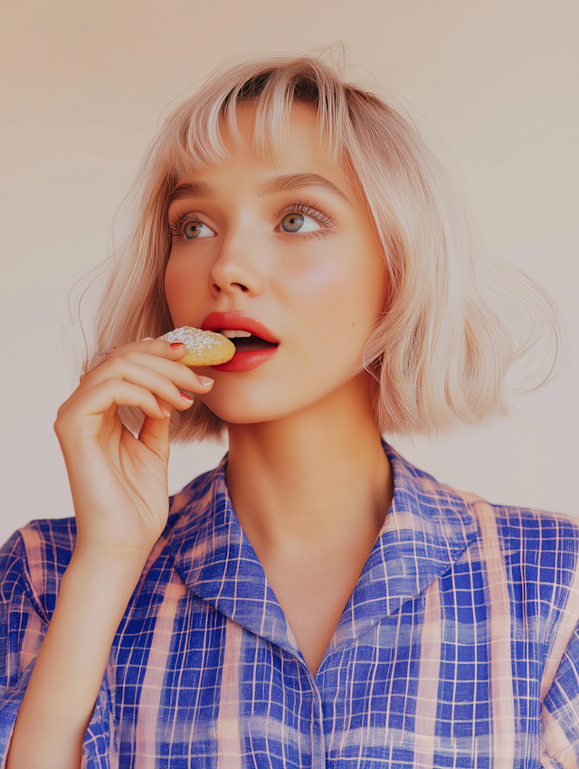 Contemplative Woman with Cookie