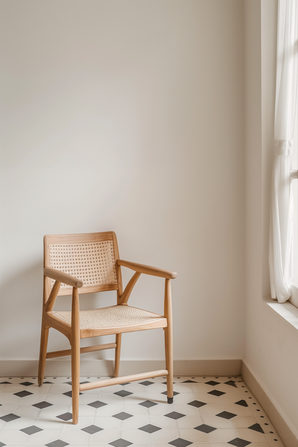 Serene Interior with Wooden Chair