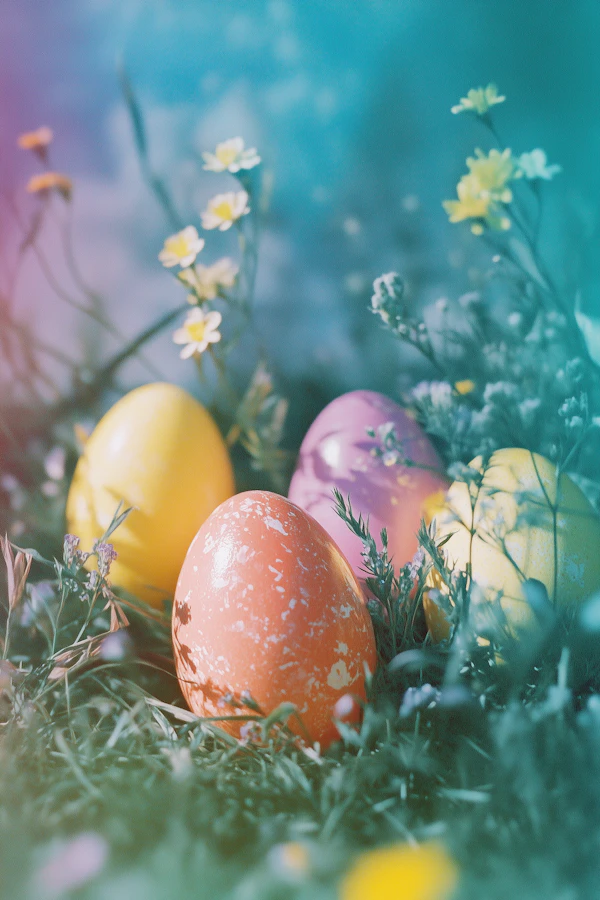 Colorful Easter Eggs in Nature