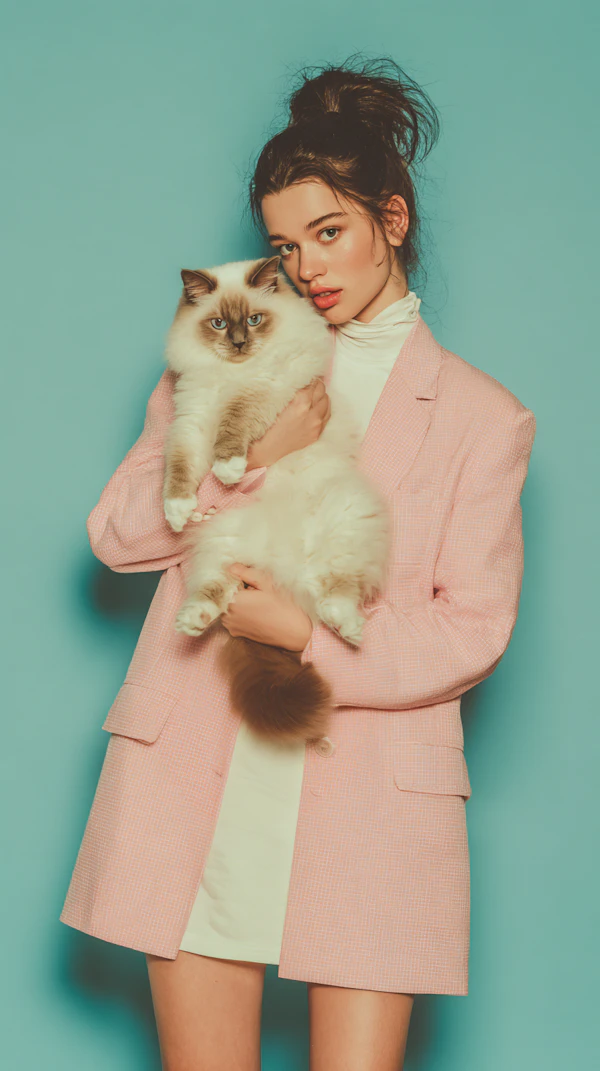 Woman with Cat Portrait