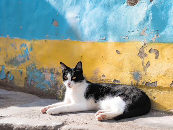 Contrastful Cat Lounging