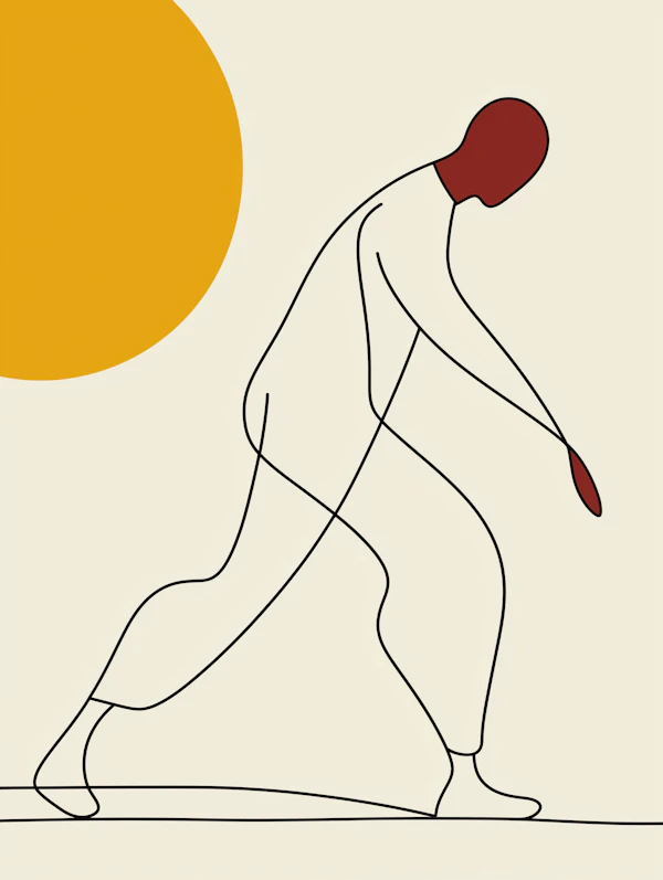 Minimalist Line Drawing of Human Figure in Motion