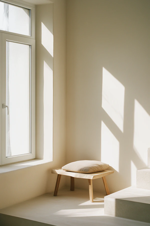 Serene Interior with Minimalist Stool