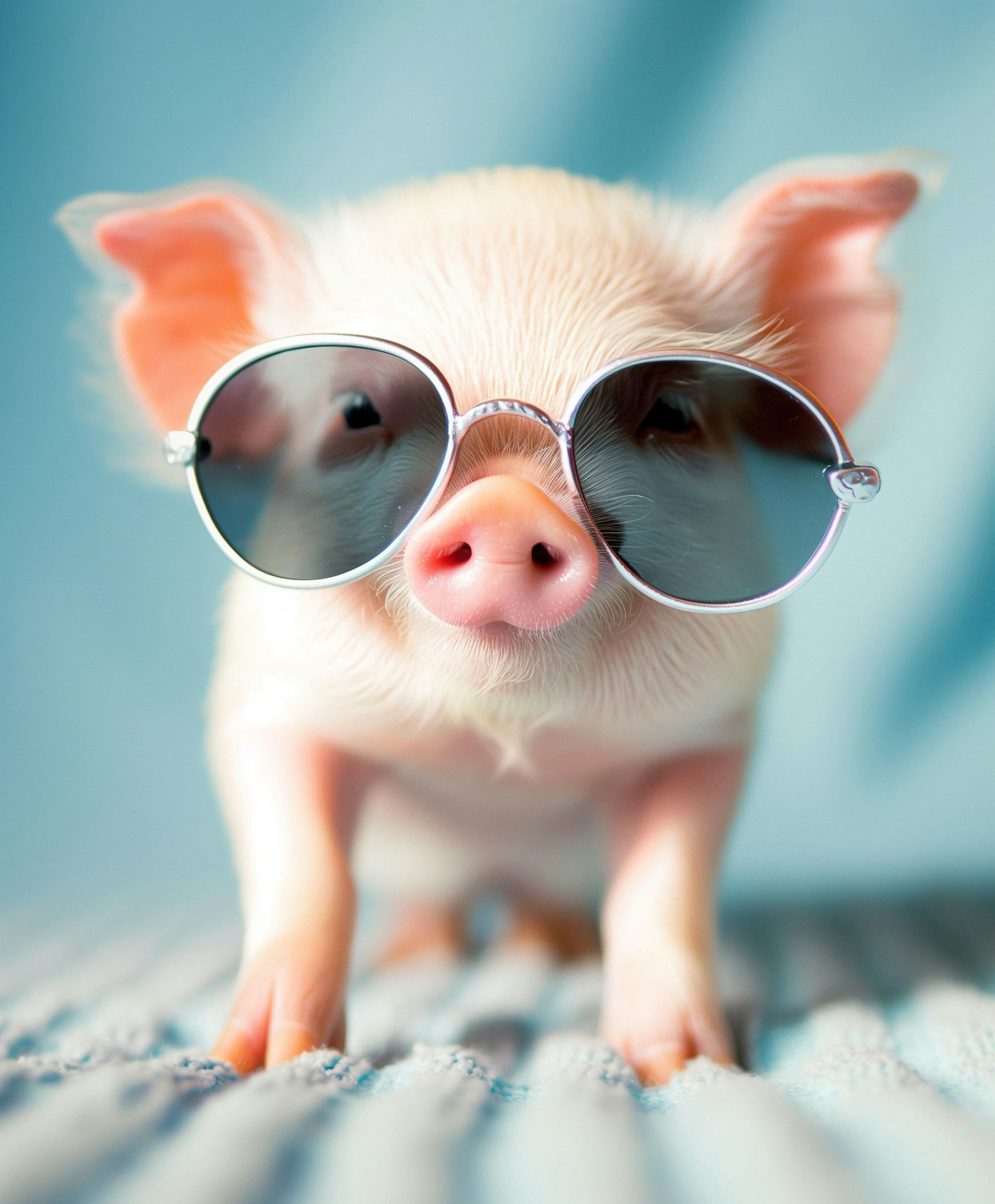 Whimsical Piglet in Pink Sunglasses