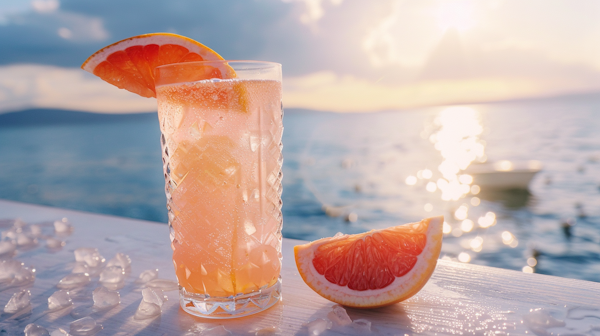 Sunset Citrus Beverage by the Sea