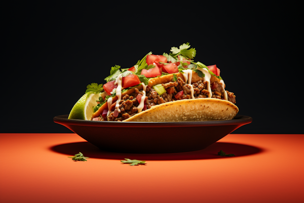 Appetizing Crispy Beef Taco with Fresh Garnishes