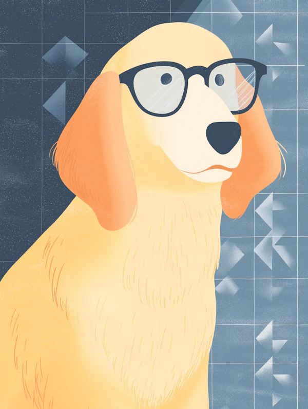 Golden Retriever Glasses Cartoon