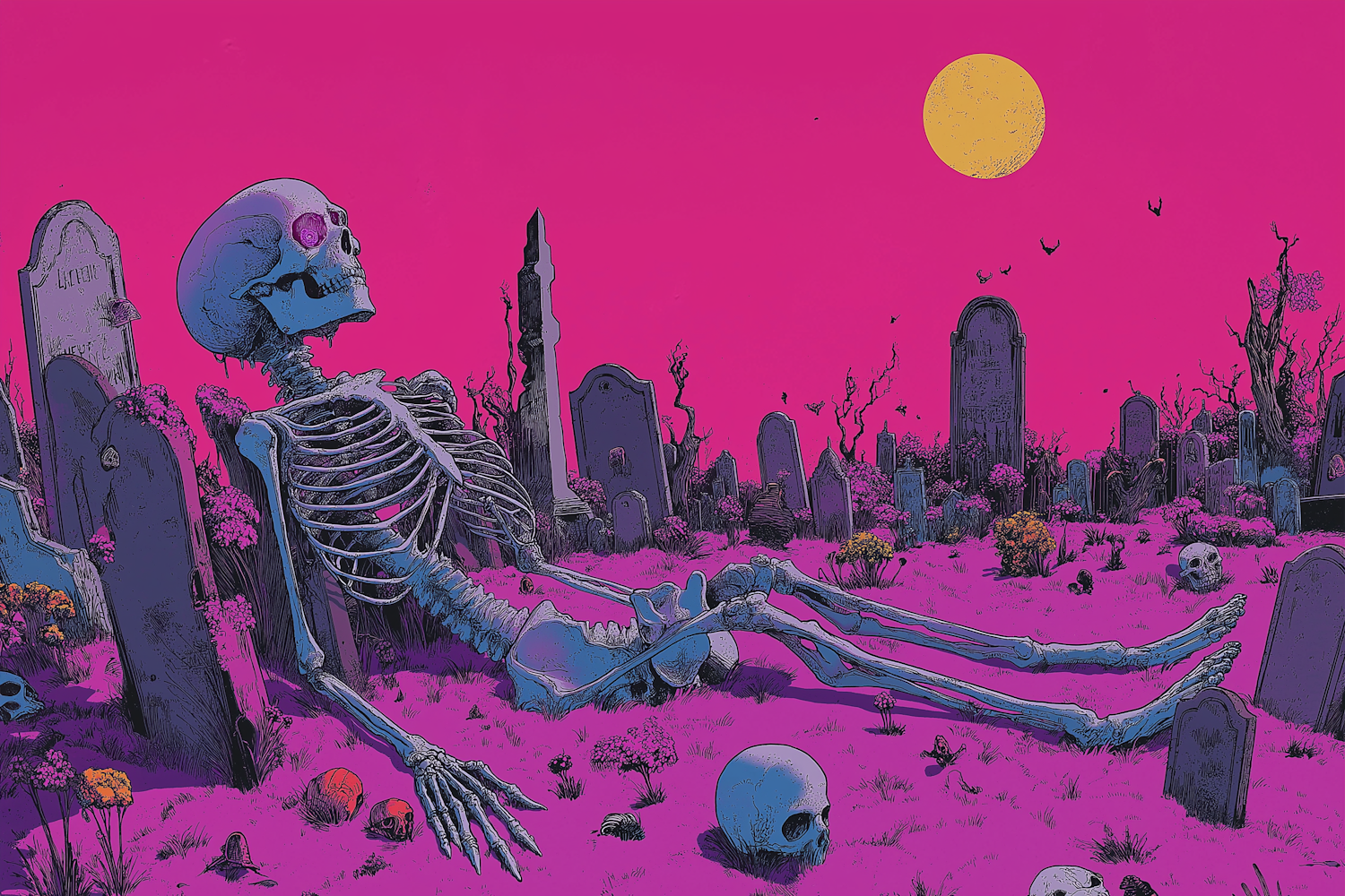 Surreal Graveyard Scene