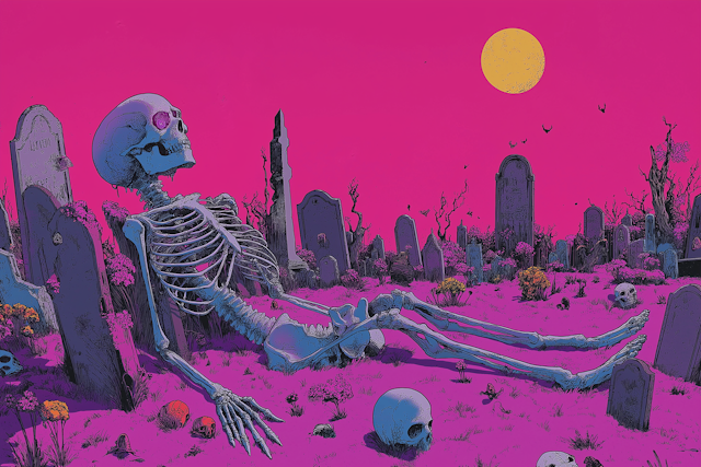 Surreal Graveyard Scene