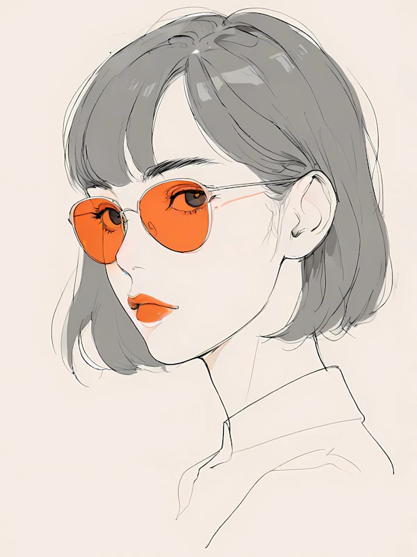 Stylized Portrait with Orange Sunglasses