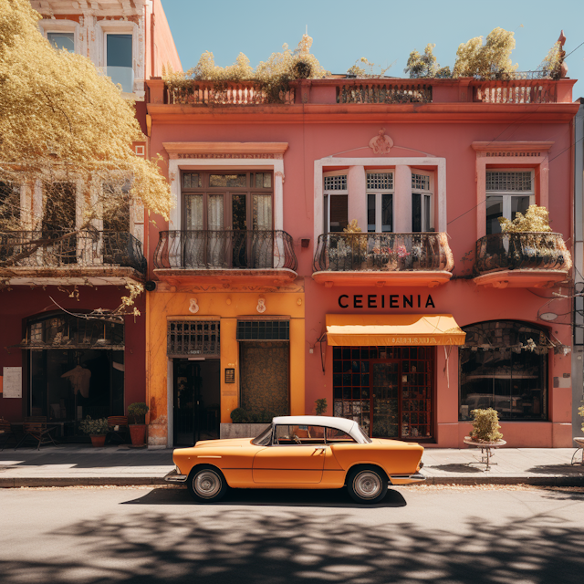 Vintage Elegance on Colorful Street