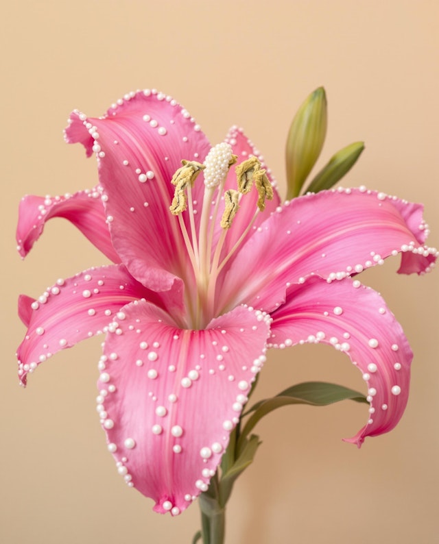 Pink Lily with Pearls