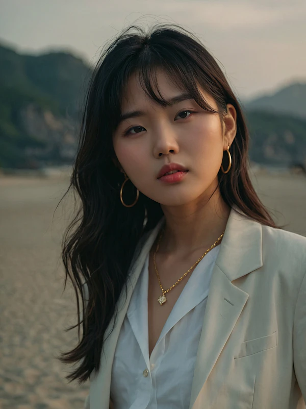 Contemplative Woman on Beach