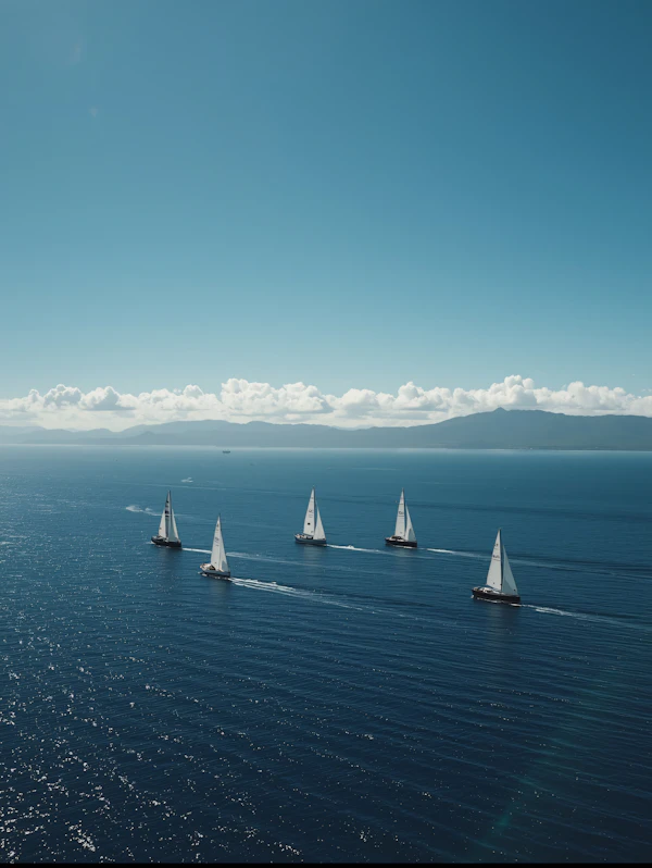 Sailboats on Calm Sea
