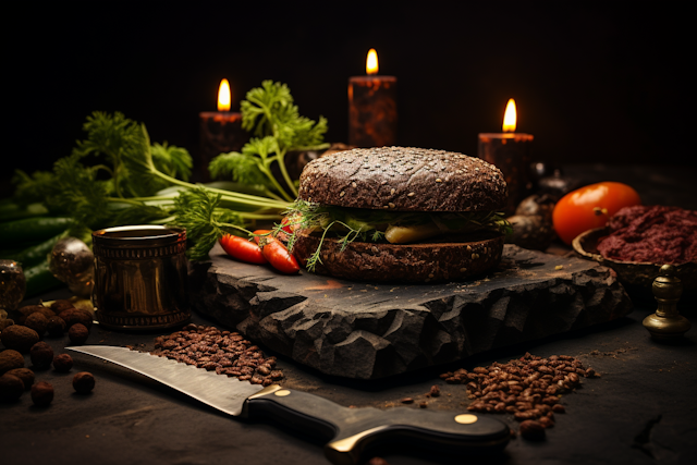 Rustic Gourmet Burger Elegance