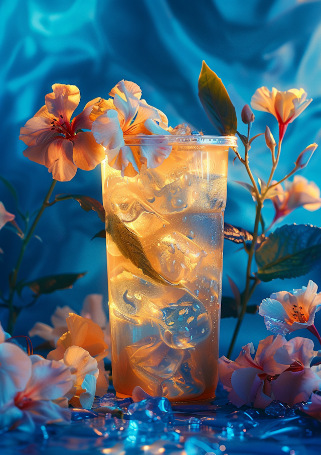 Serene Iced Herbal Drink with Hibiscus Flowers