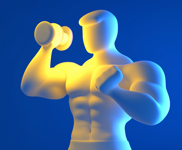 Stylized Figure Lifting Dumbbell