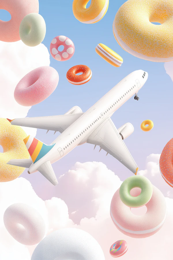 Airplane and Donuts Sky