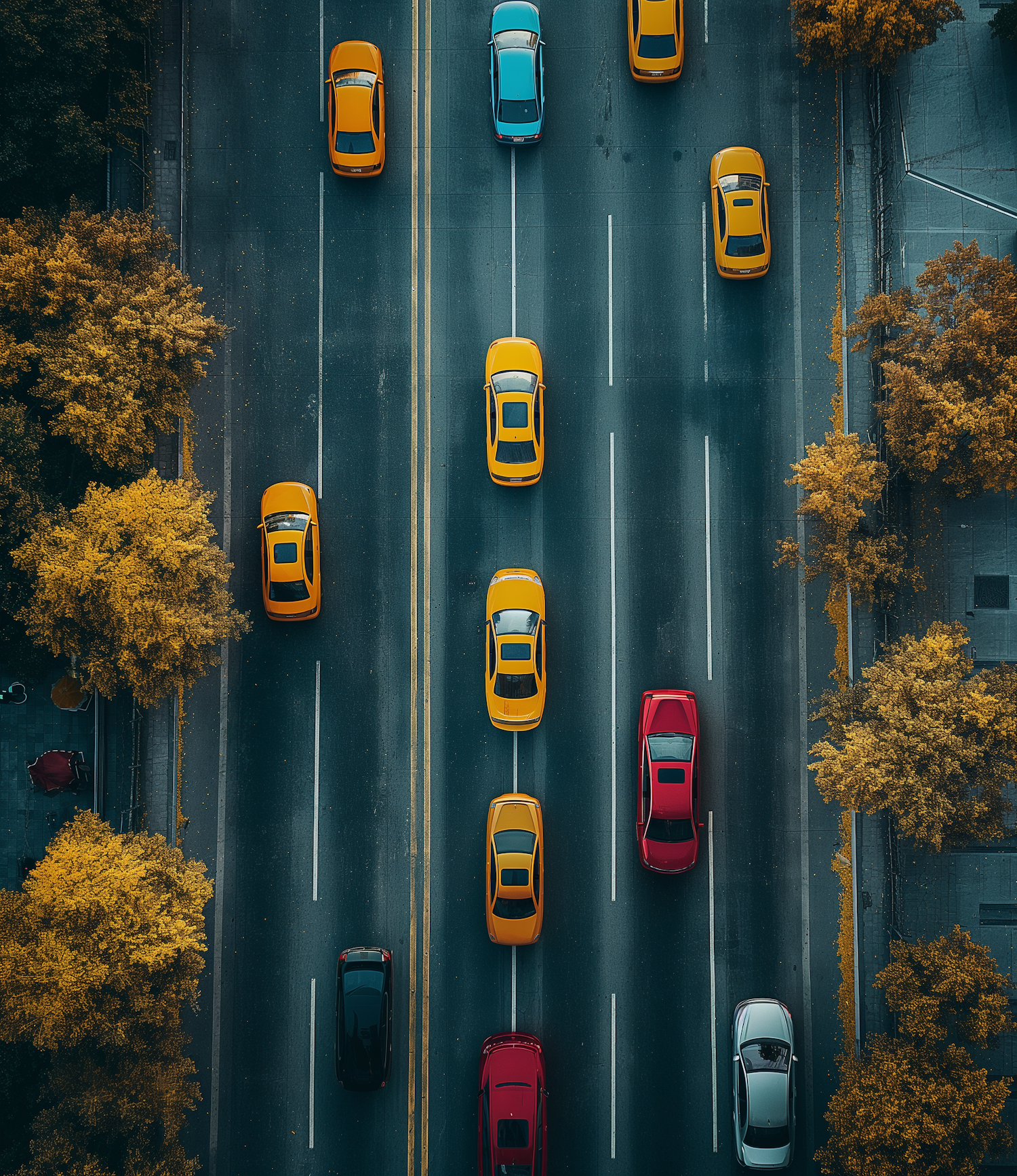 Aerial View of Urban Traffic