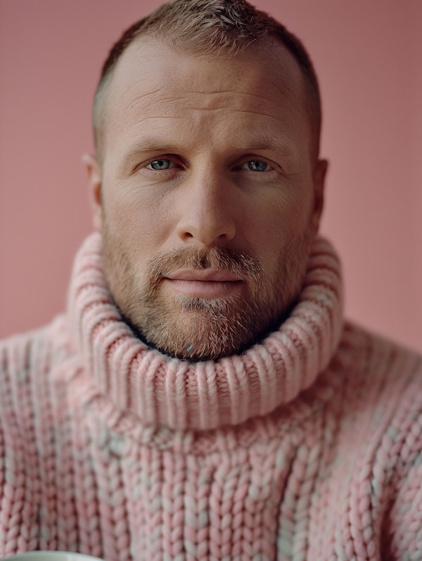 Portrait of Middle-Aged Man with Textured Sweater