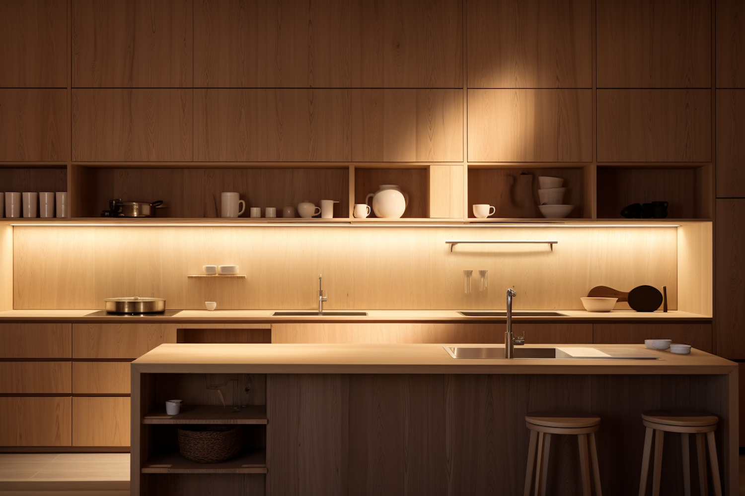 Contemporary Warm Brown Minimalist Kitchen