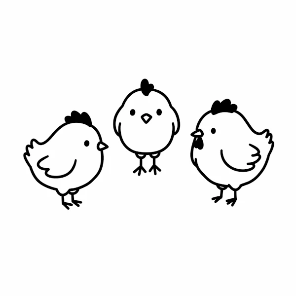 Cartoon Chickens Trio