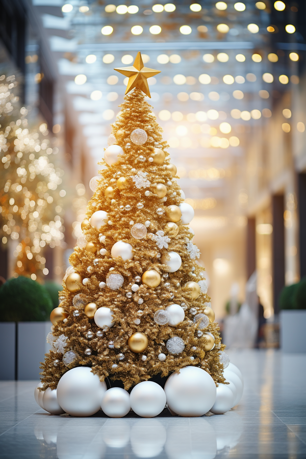 Golden Splendor: A Festive Christmas Tree