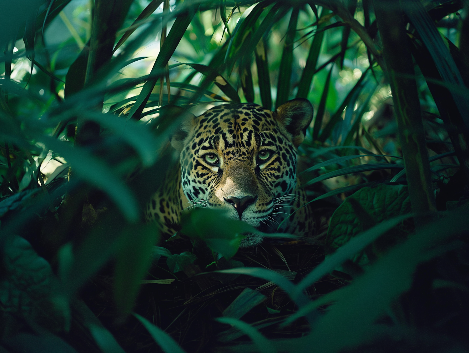 Camouflaged Jaguar in Habitat