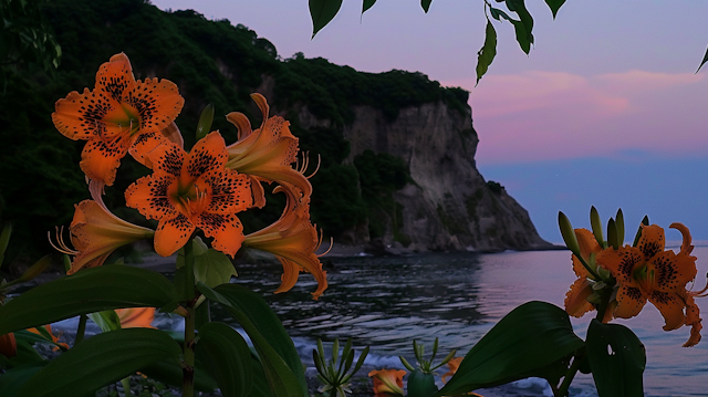 Vibrant Orange Lilies at Sunset