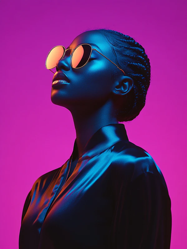 Neon Portrait of Woman