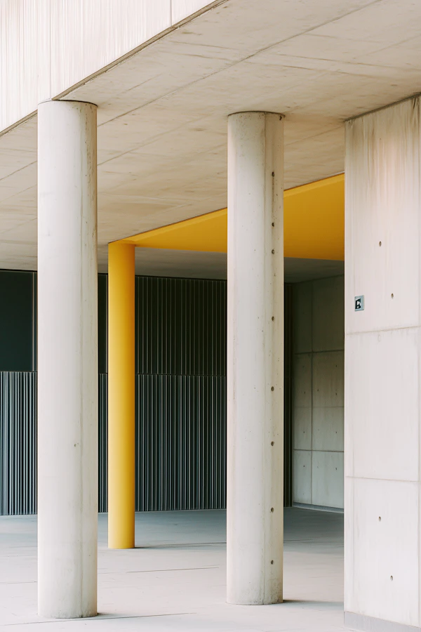 Modern Architectural Scene with Cylindrical Columns