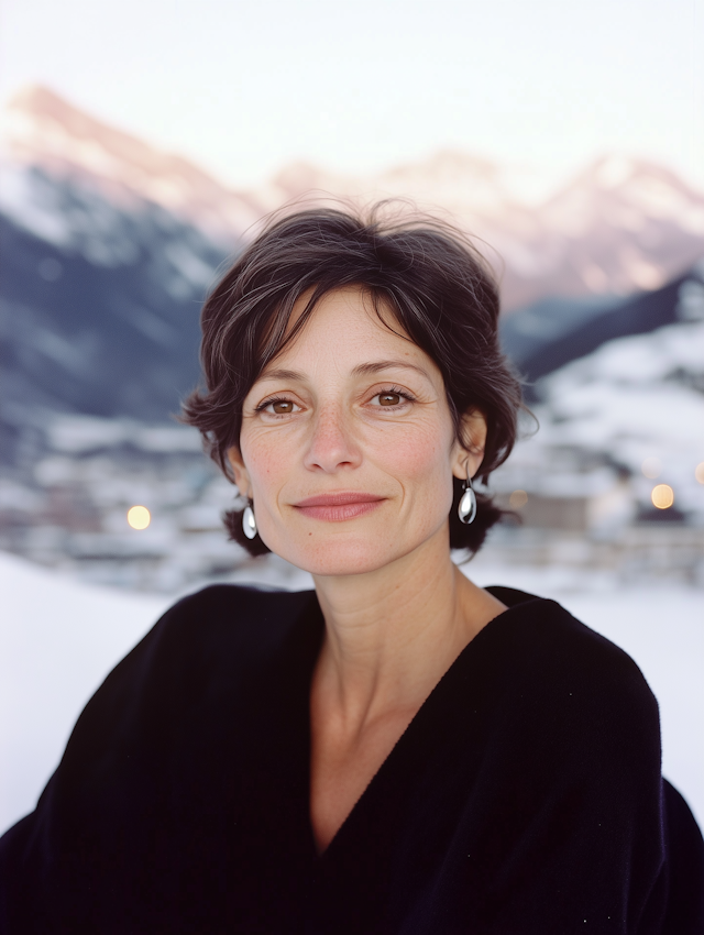 Serene Woman in Mountainous Setting